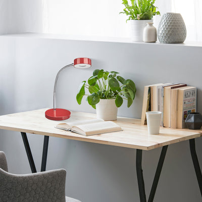 Globe Electric 15.75 x 5 x 52.4" LED Integrated Goose Neck Desk Lamp, Red (Used) - VMInnovations