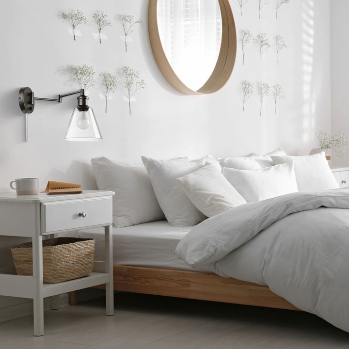 Globe Electric 10W LED Plug In Wall Sconce Clear Glass Shade & 6' Cord(Open Box) - VMInnovations