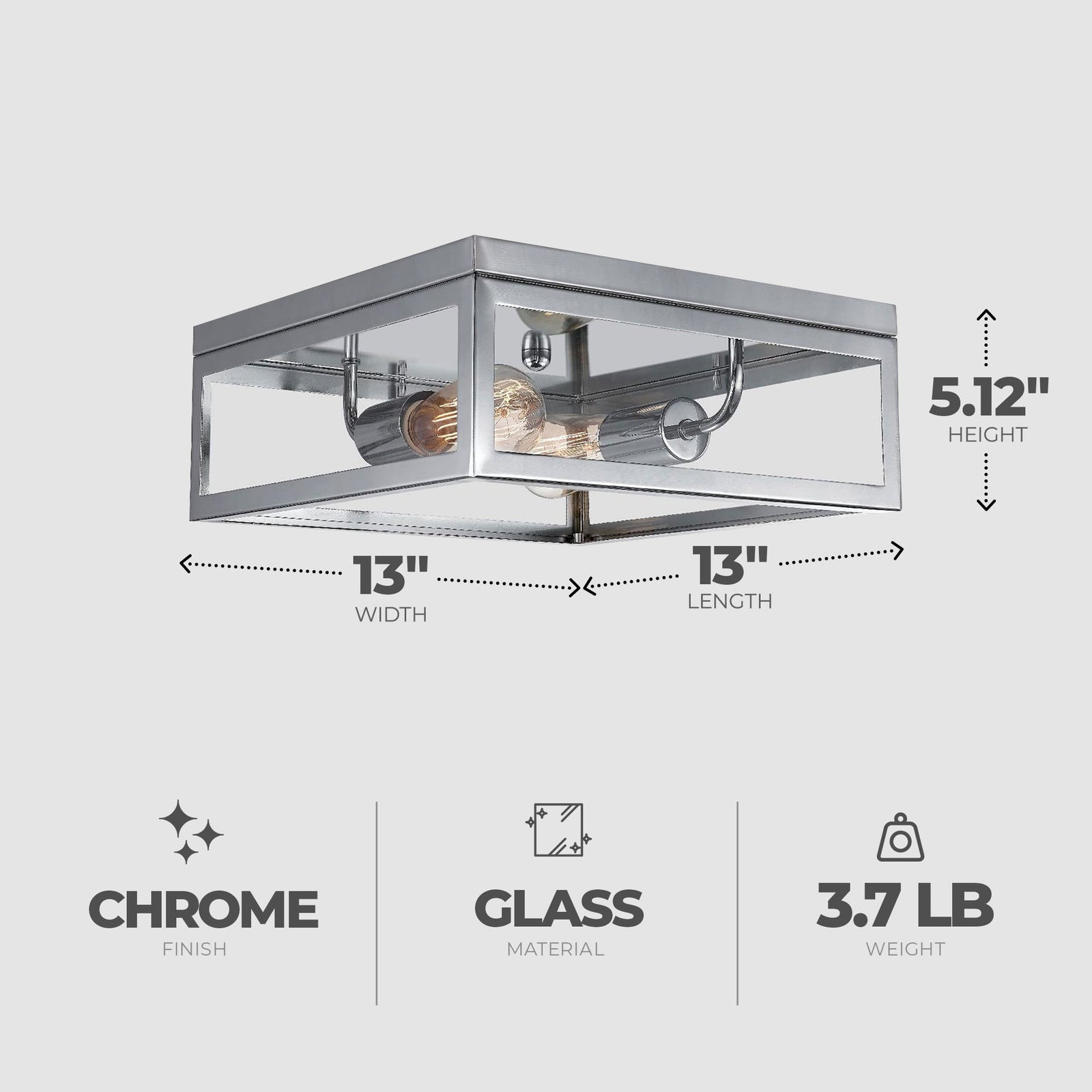 Globe Electric Memphis Light Flush Mount with Dimmable Light Option for Indoors - VMInnovations
