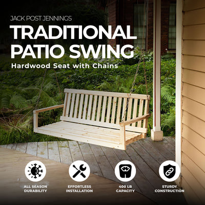 Jack Post Jennings Outdoor Traditional Patio Swing Hardwood Seat with Chains