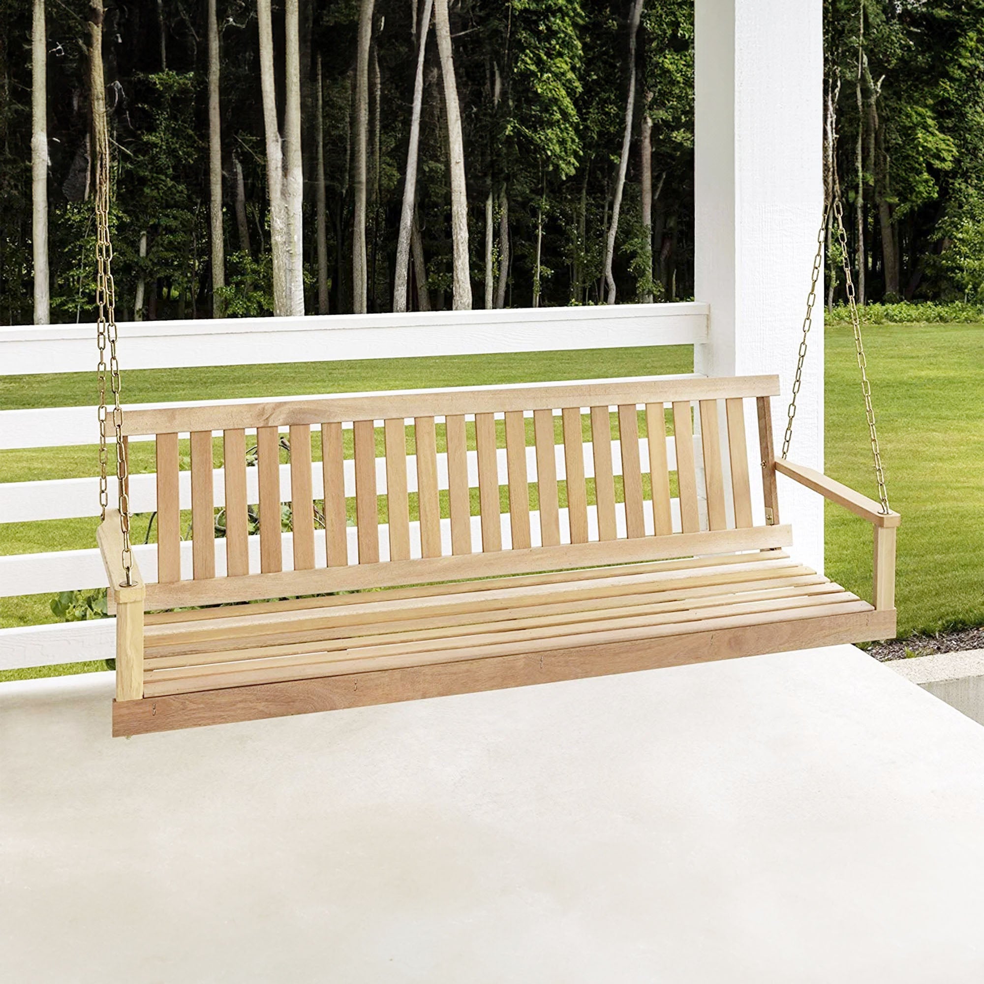 Jack Post Jennings Outdoor Traditional Patio Swing Hardwood Seat with Chains - VMInnovations