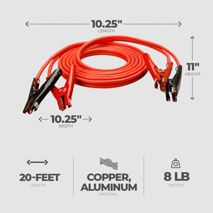 Master Mechanic 2 Pack 20' 4 Gauge Jumper Cable for Roadside Emergency Needs
