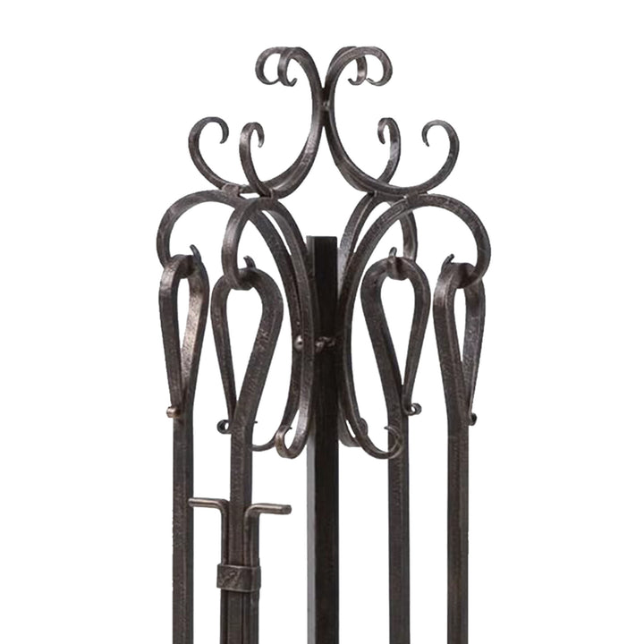 Panacea 5pc Scroll Top Fireplace Powder Coated Steel Accessory Tool Set (Used)