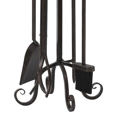 Panacea 5pc Scroll Top Fireplace Powder Coated Steel Accessory Tool Set (Used) - VMInnovations