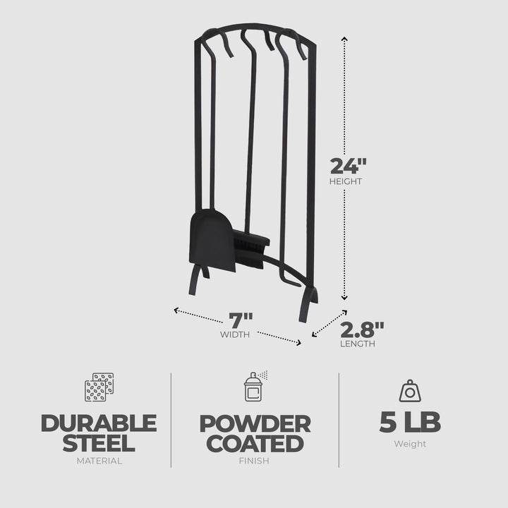 Panacea 4 Piece Arch Top Fireplace Set w/Brush, Shovel, Poker & Stand(Open Box) - VMInnovations