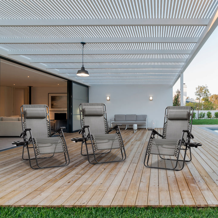 Four Seasons Courtyard Sunny Isles XL Steel Zero Gravity Chair 3 pk (Open Box) - VMInnovations