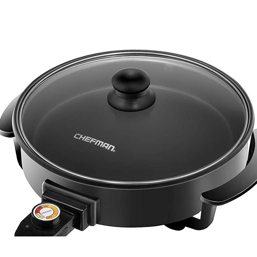 Chefman Electric Skillet 12 Inch Round Frying Pan with Non Stick Coating, Black