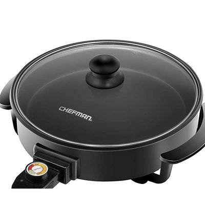 Chefman Electric Skillet 12 Inch Round Frying Pan with Non Stick Coating, Black