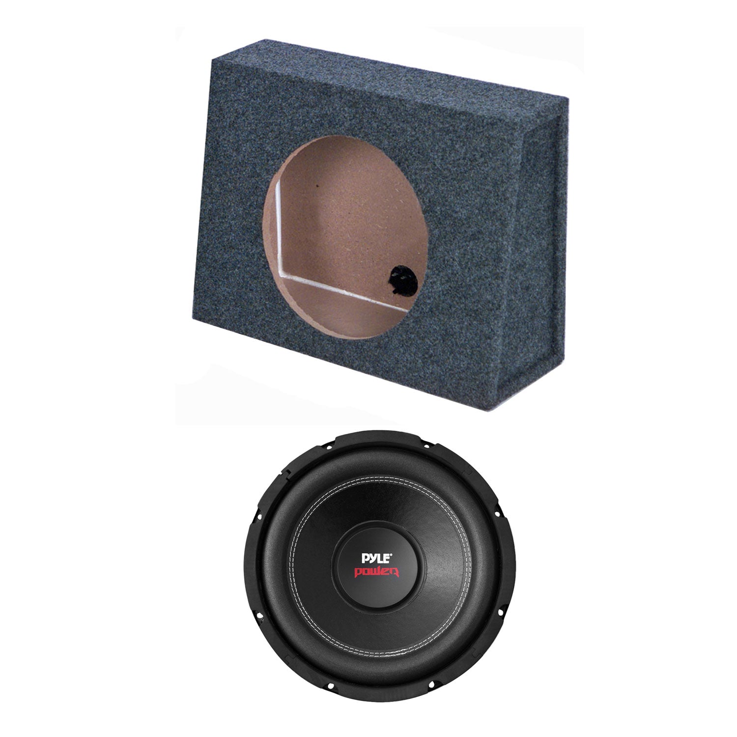QPower 10 Inch Single Slim Shallow Subwoofer Box and Pyle 1000 Watt Subwoofer - VMInnovations