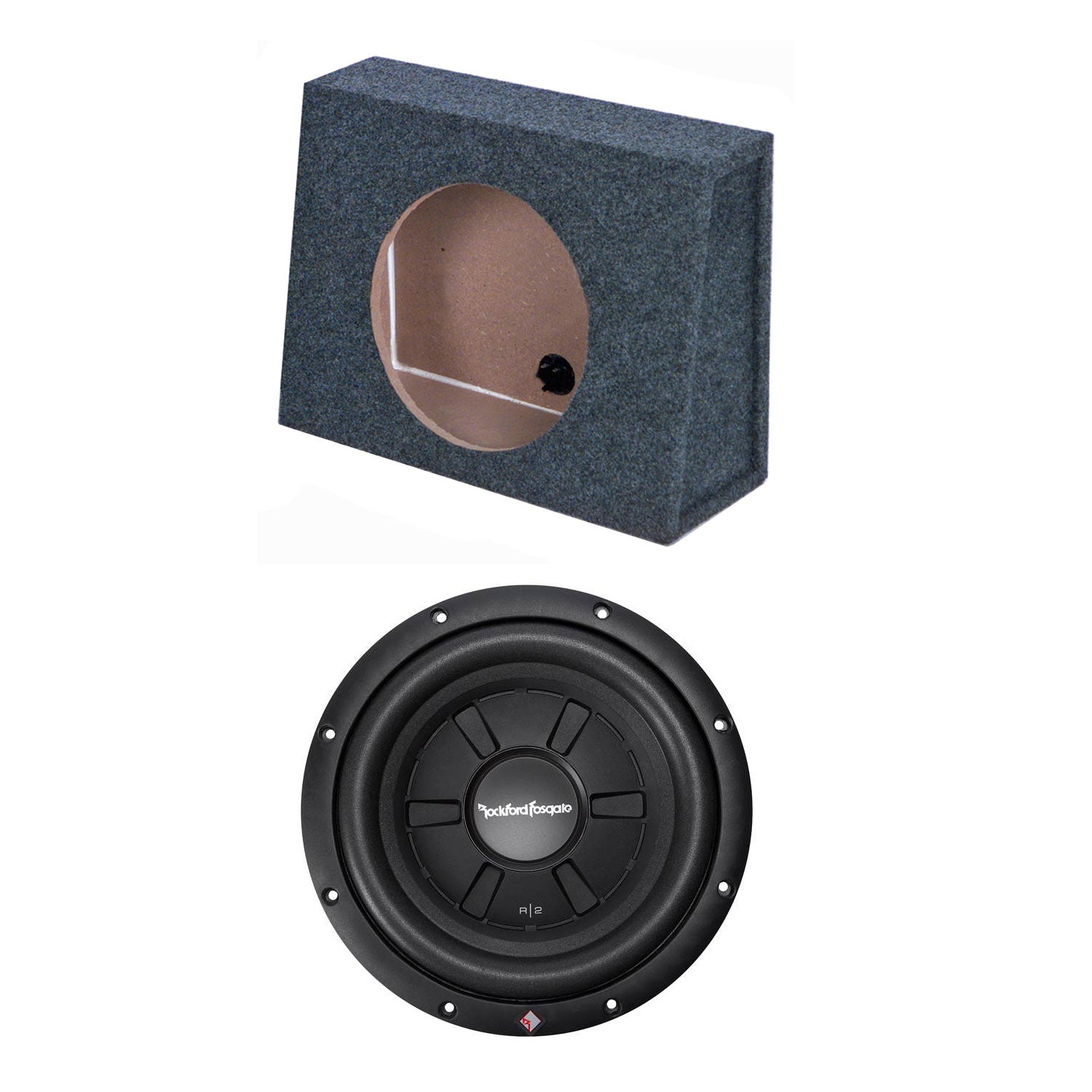 QPower 10 Inch Single Subwoofer Box and Rockford Fosgate 400 Watt DVC Subwoofer