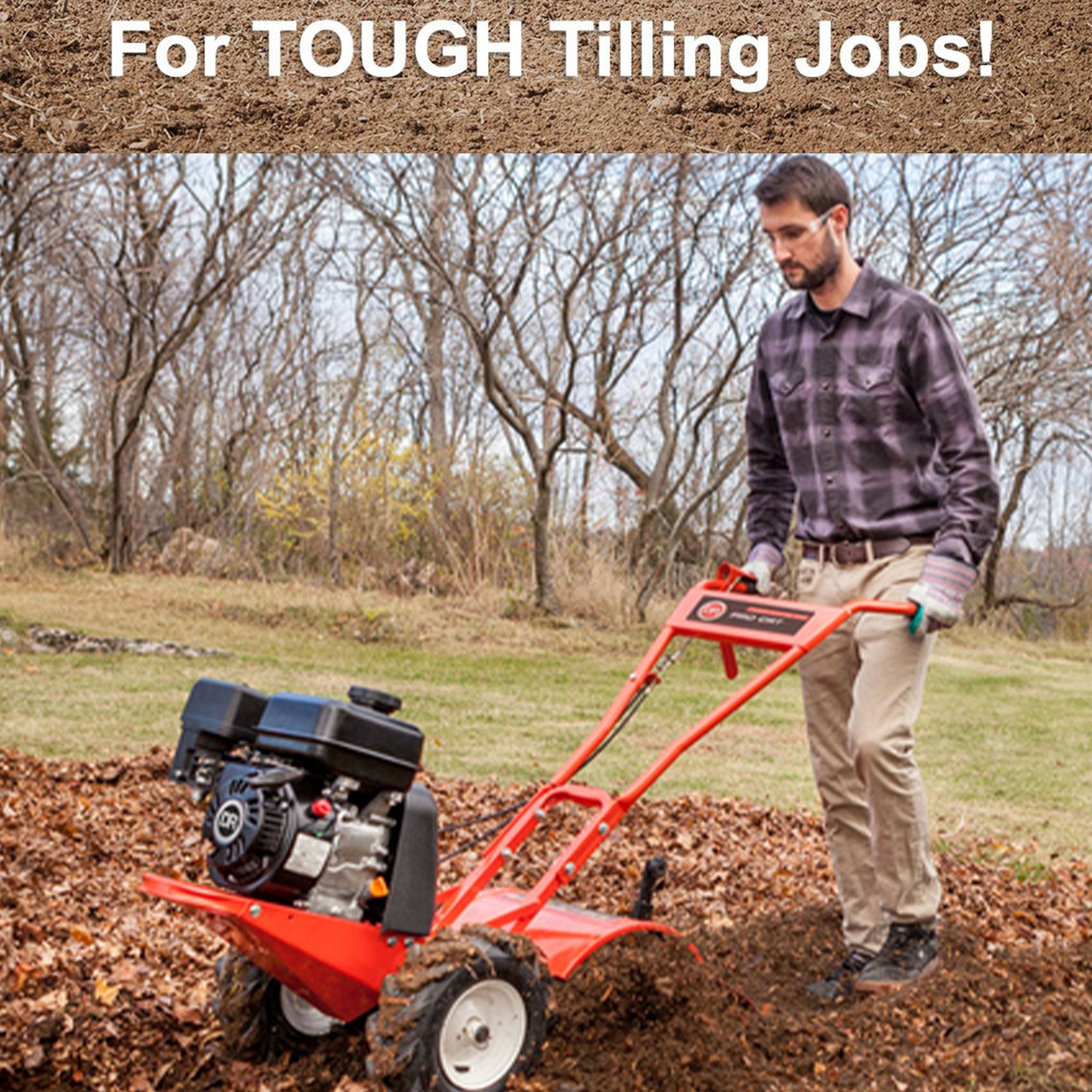 DR 11" Rear Tine Walk Behind Rototiller w/Counter Rotating Tines (Open Box) - VMInnovations
