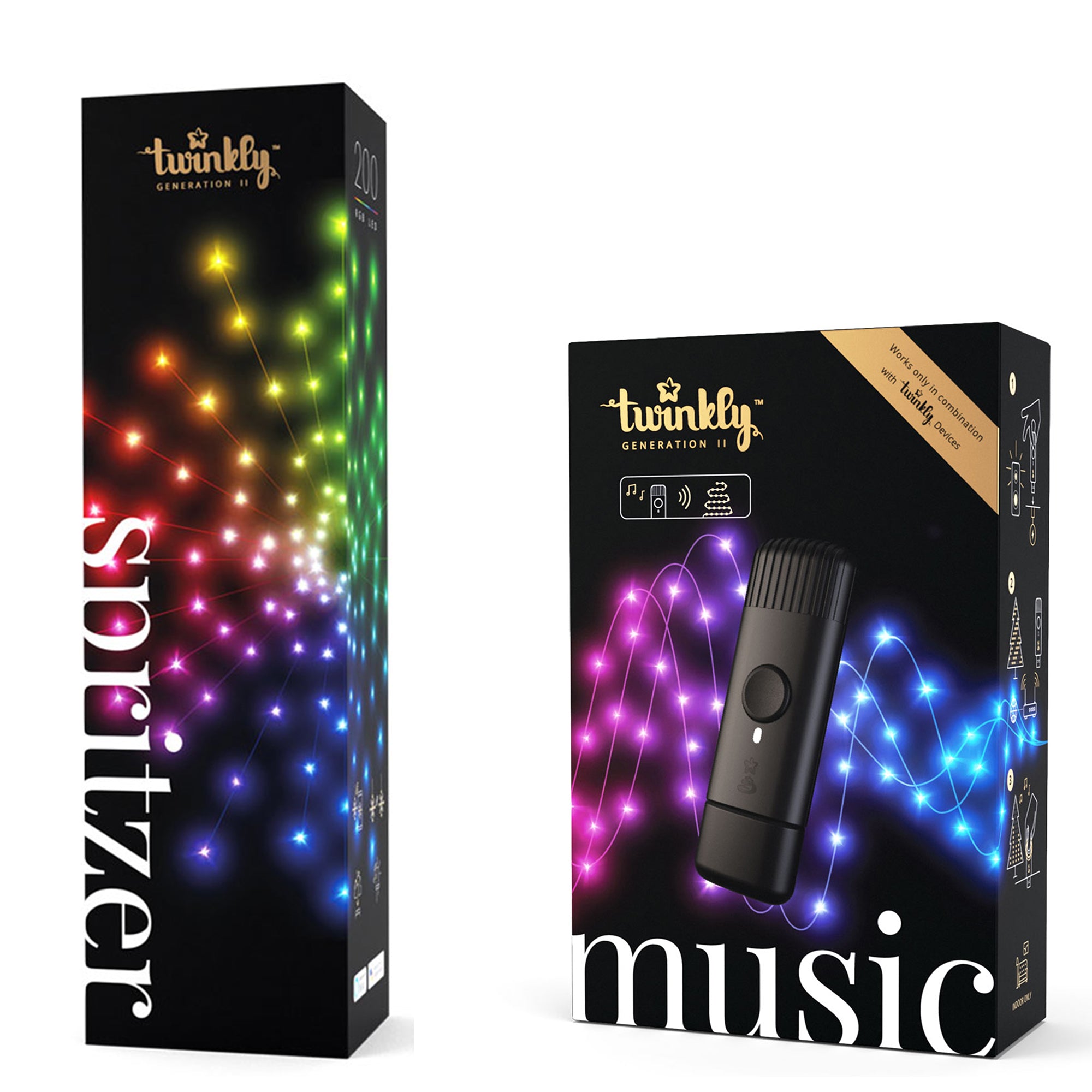 Twinkly 200 LED RGB Multicolor Decor Spritzer Lights w/ USB Music Effects Dongle
