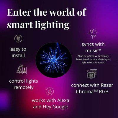 Twinkly 200 LED RGB Multicolor Decor Spritzer Lights w/ USB Music Effects Dongle
