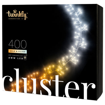 Twinkly Cluster App-Controlled Smart LED Christmas Lights 400 AWW Amber & White