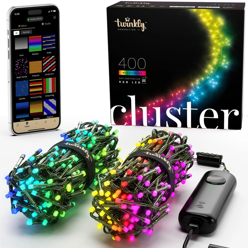 Twinkly Cluster App-Controlled Smart LED Christmas Lights 400 RGB (4 Pack)