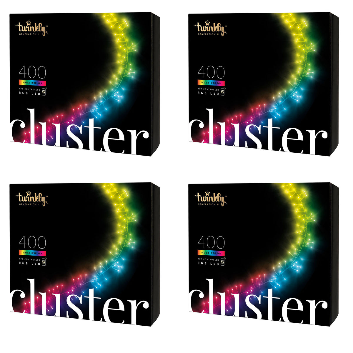 Twinkly Cluster App-Controlled Smart LED Christmas Lights 400 RGB (4 Pack) - VMInnovations