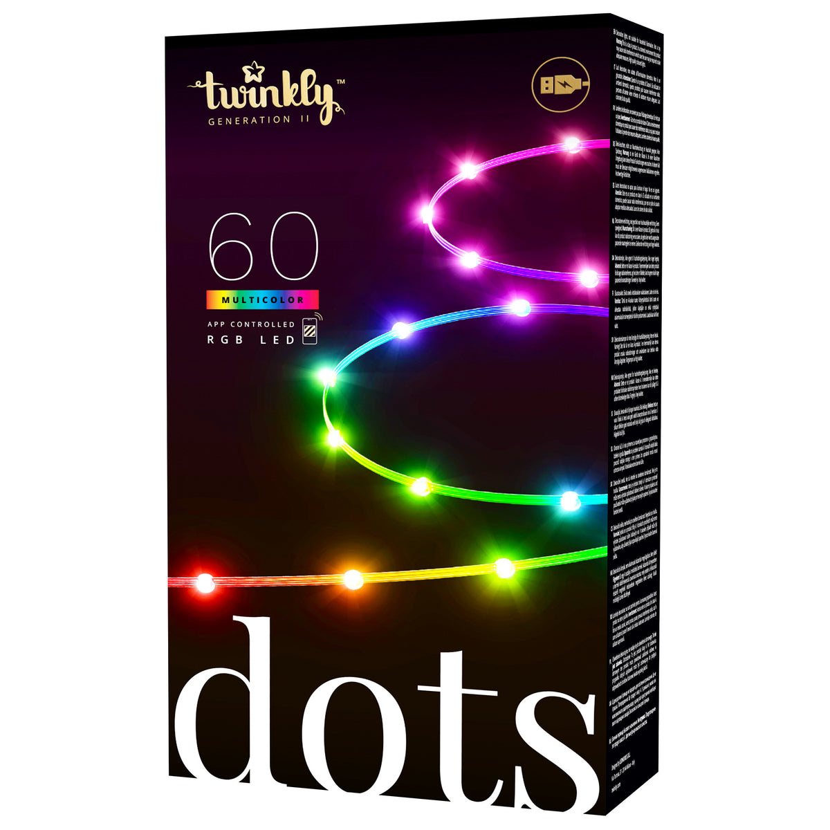 Twinkly Dots App-Controlled Flexible LED Lights 60 RGB Clear Wire USB-Power