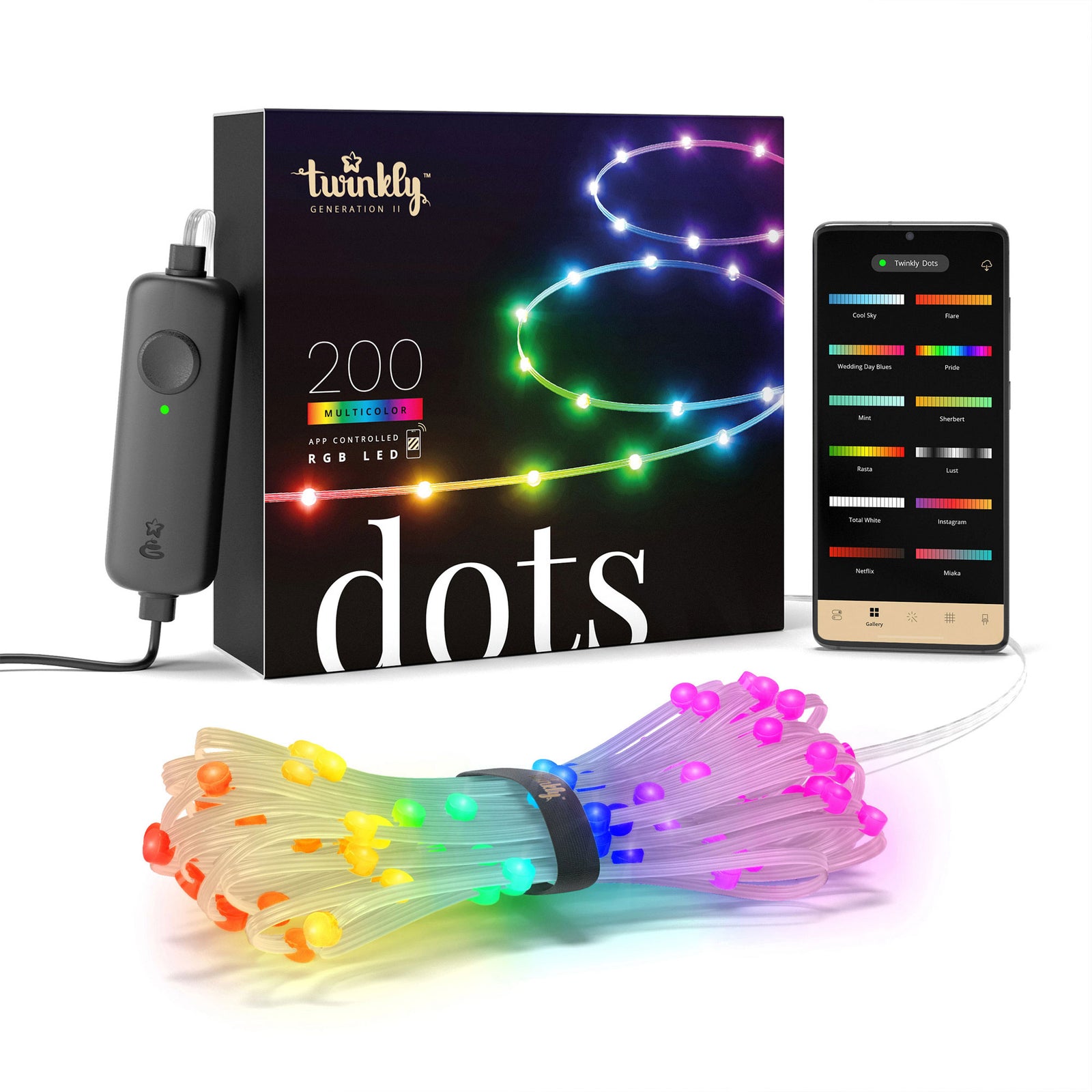 Twinkly Dots App-Controlled USB LED Lights 200 RGB Clear Wire (Open Box) - VMInnovations