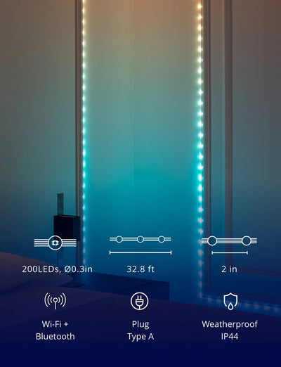 Twinkly Dots App-Controlled LED Lights 200 RGB Black Wire USB-Power (For Parts)