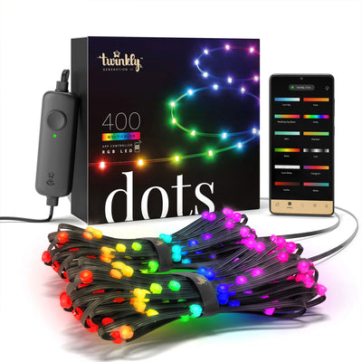 Twinkly Dots App-Controlled Flexible USB LED Lights 400 RGB Black Wire (Used)