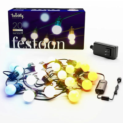 Twinkly Festoon App-Controlled Smart LED Light String 20 AWW (Open Box)