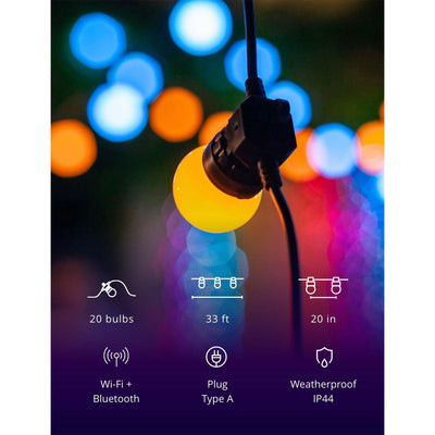 Twinkly Festoon App-Controlled Smart LED Bulb Light String 20 Multicolor (Used)