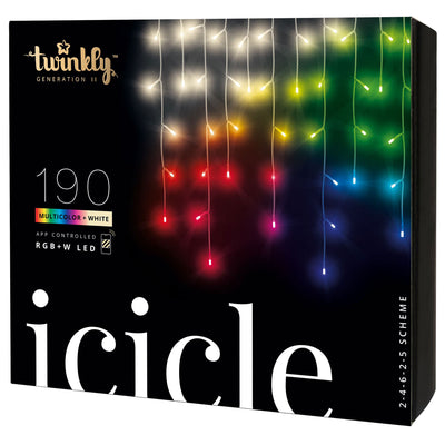 Twinkly Icicle App-Controlled Smart LED Christmas Lights 190 RGB+W (Used)