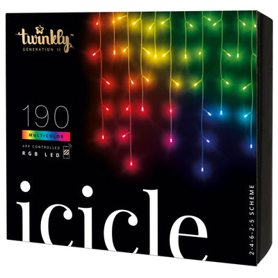 Twinkly Icicle App-Controlled Smart LED Christmas Lights 190 Multicolor RGB 16ft