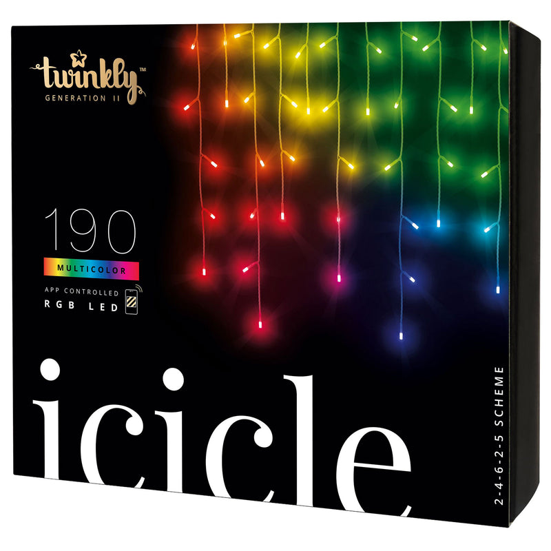 Twinkly Icicle App-Controlled Smart LED Christmas Lights 190 RGB (Used)