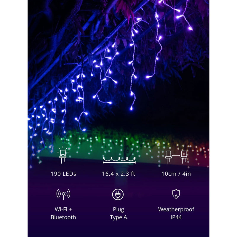 Twinkly Icicle App-Controlled Smart LED Christmas Lights 190 RGB (Used)