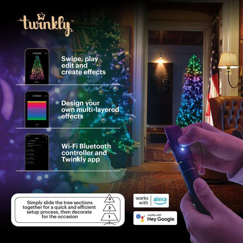 Twinkly Pre-Lit Tree App-controlled 7.5-Ft Christmas Tree w/ 400 RGB+W LEDs