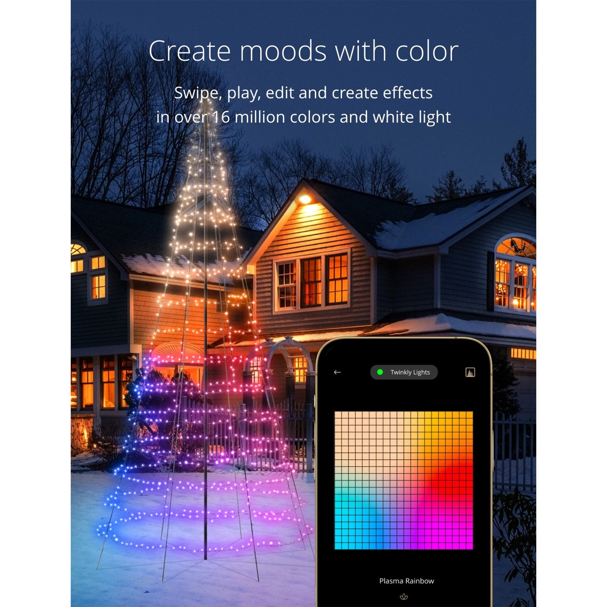 Twinkly Light Tree App-control Christmas Tree 1000 RGB+W 19.7' Pole Not Included