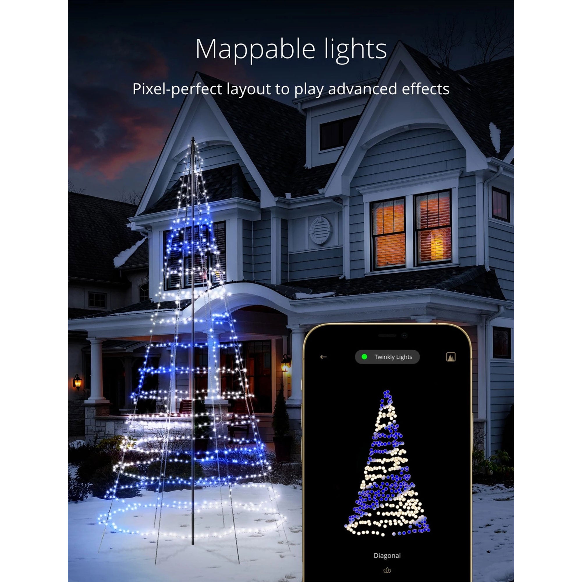 Twinkly Light Tree App-control Christmas Tree 1000 RGB+W 19.7' Pole Not Included