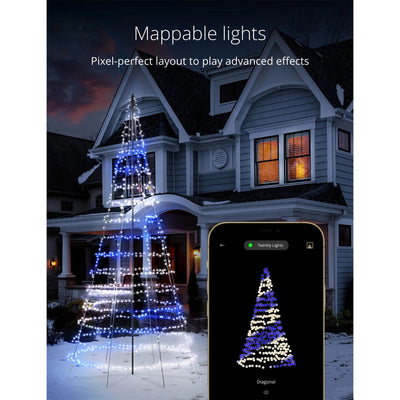 Twinkly Light Tree App-control Pole Christmas Tree 1000 RGB+W 19.7-Ft Black Pole