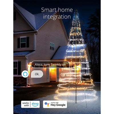 Twinkly Light Tree App-control Pole Christmas Tree 1000 RGB+W 19.7-Ft Black Pole