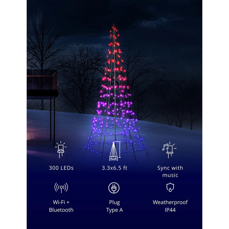 Twinkly Light Tree App-control Christmas Tree 300 RGB+W 6.6-Ft w/Pole (Open Box)