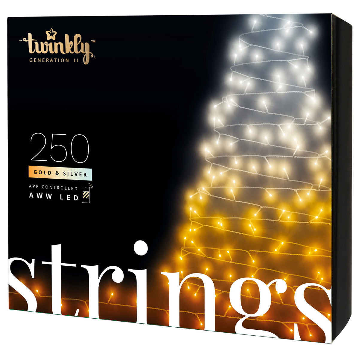 Twinkly Strings App-Controlled LED Christmas Lights 250 AWW (Amber & White)