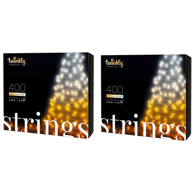 Twinkly Strings App-Controlled LED Christmas Lights 400 AWW (Amber/White) (2 Pk)