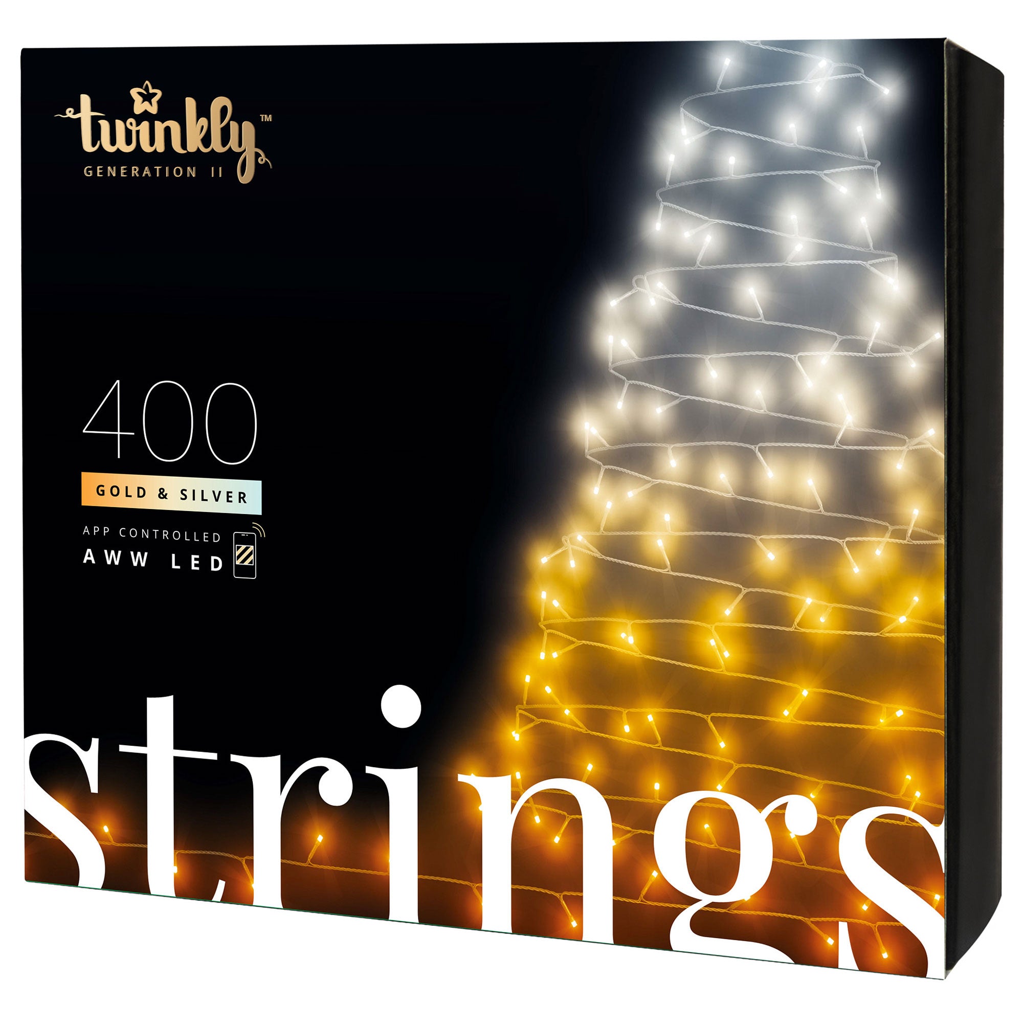 Twinkly 400 LED Amber & White 105 ft. String Lights, Bluetooth WiFi (Used)
