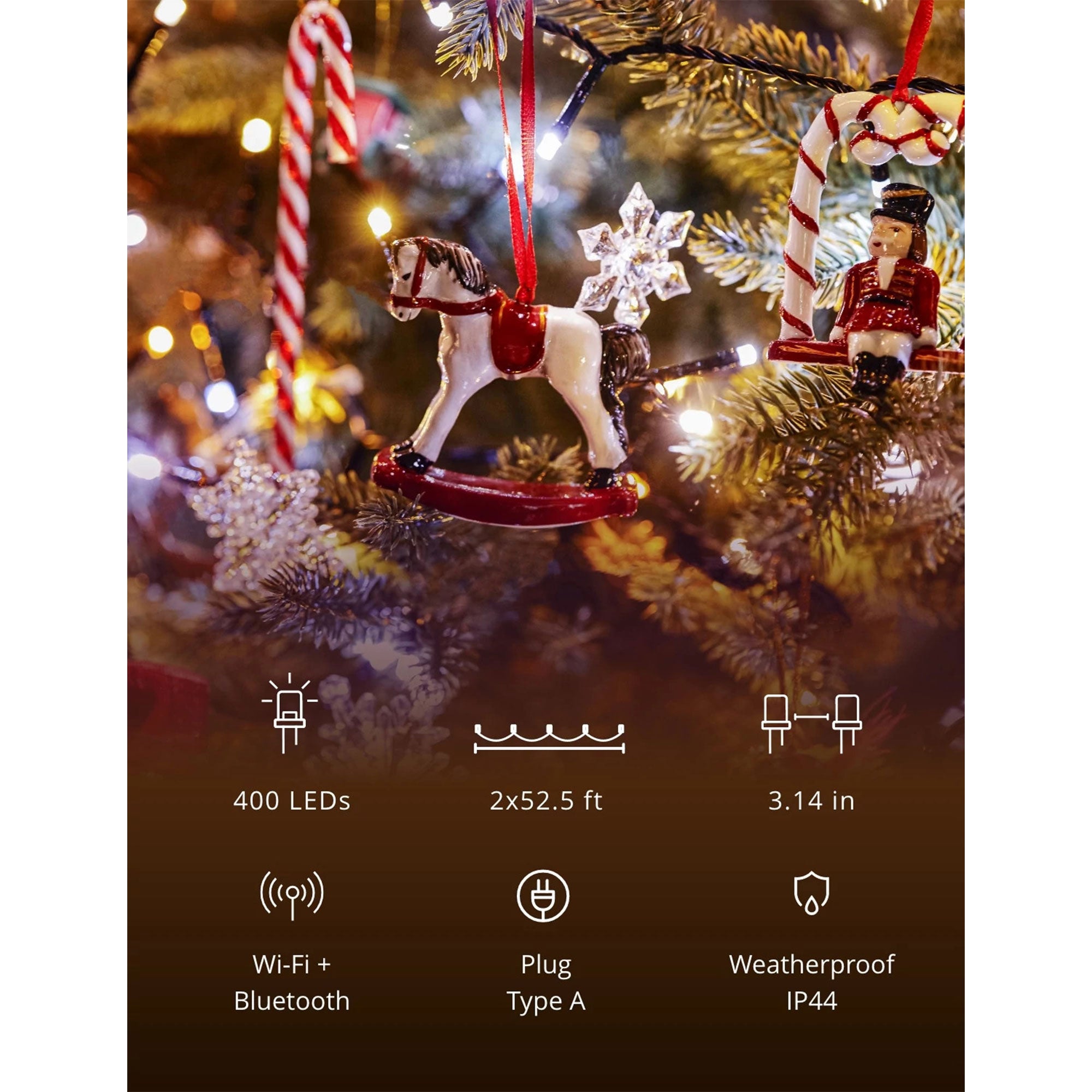 Twinkly 400 LED Amber & White 105 ft. String Lights, Bluetooth WiFi (Used)