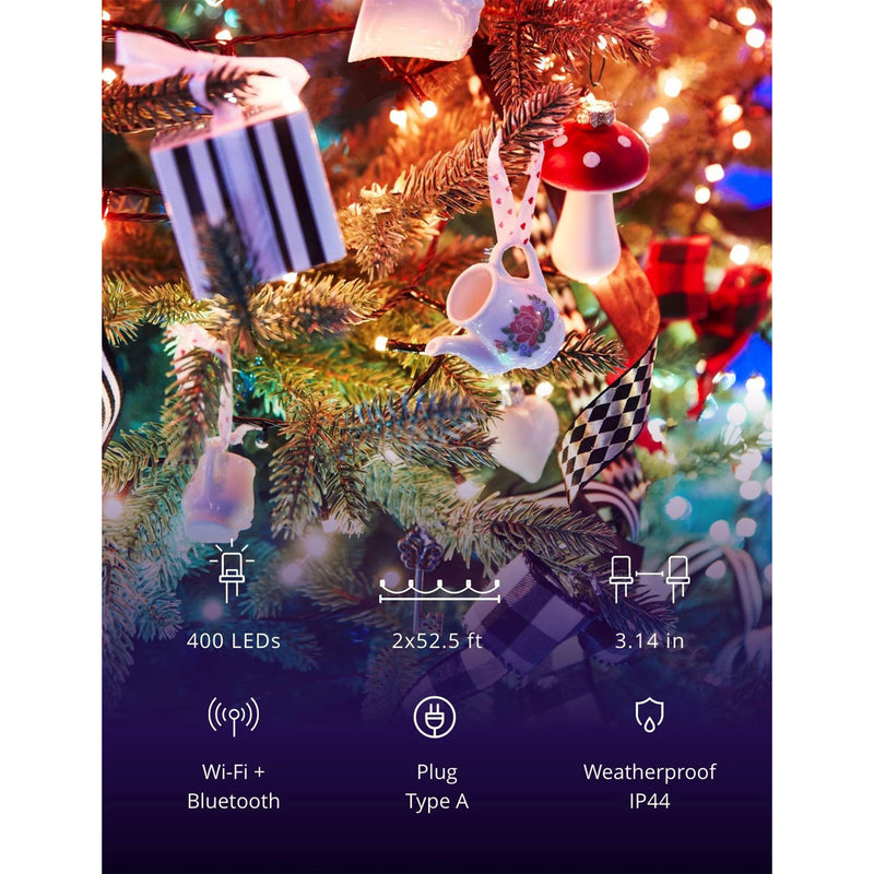 Twinkly Strings App-Controlled Smart LED Christmas Lights 400 RGB+White (2 Pack)
