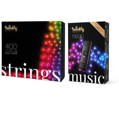 Twinkly String + Music 400 LED RGB Christmas Lights with Music Syncing Device