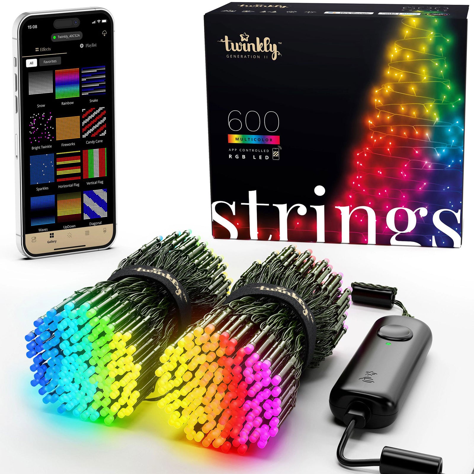 Twinkly Strings App-Controlled Smart LED Christmas Lights 600 Multicolor (Used) - VMInnovations