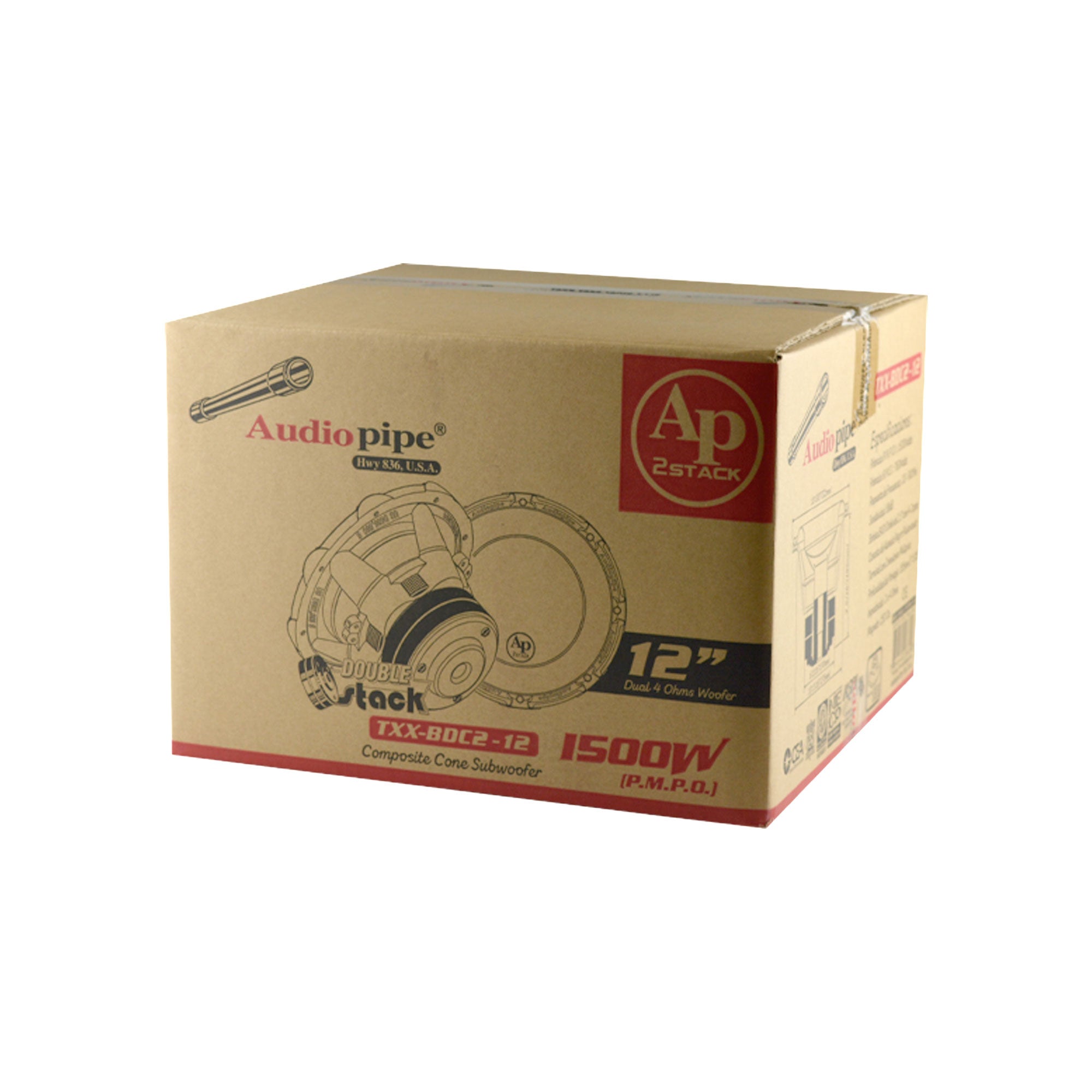Audiopipe 12" 1500 Watt Car Audio 4 Ohm DVC Subwoofer Q Power Dual 12" Sub Box - VMInnovations