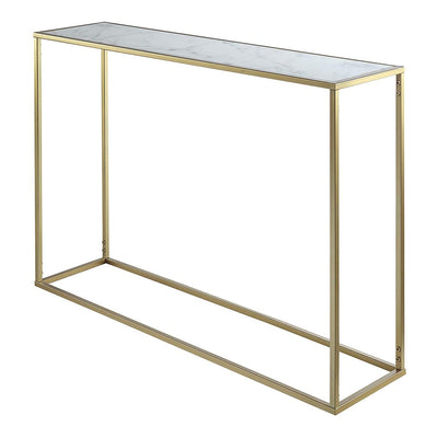 Convenience Concepts Slim Accent Sofa Console Table, Gold/Faux Marble(For Parts)