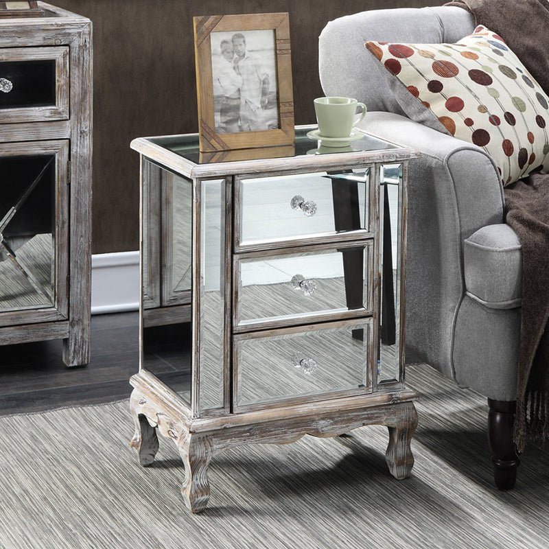 Convenience Concepts Gold Cost Vineyard Mirrored End Table, Silver (Used)