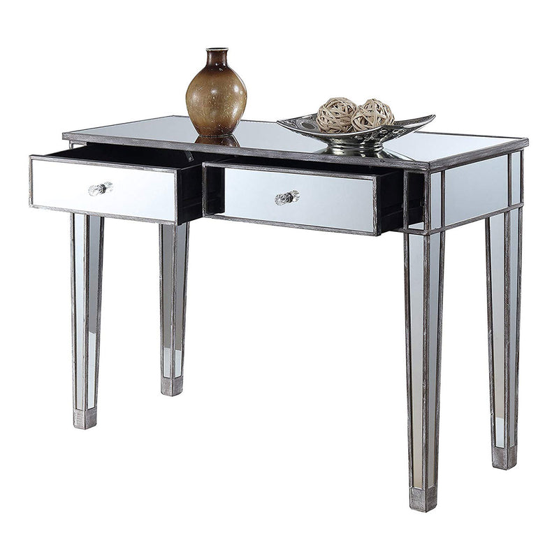 Convenience Concepts Gold Coast Mirrored Desk Vanity, Weathered Gray (For Parts)