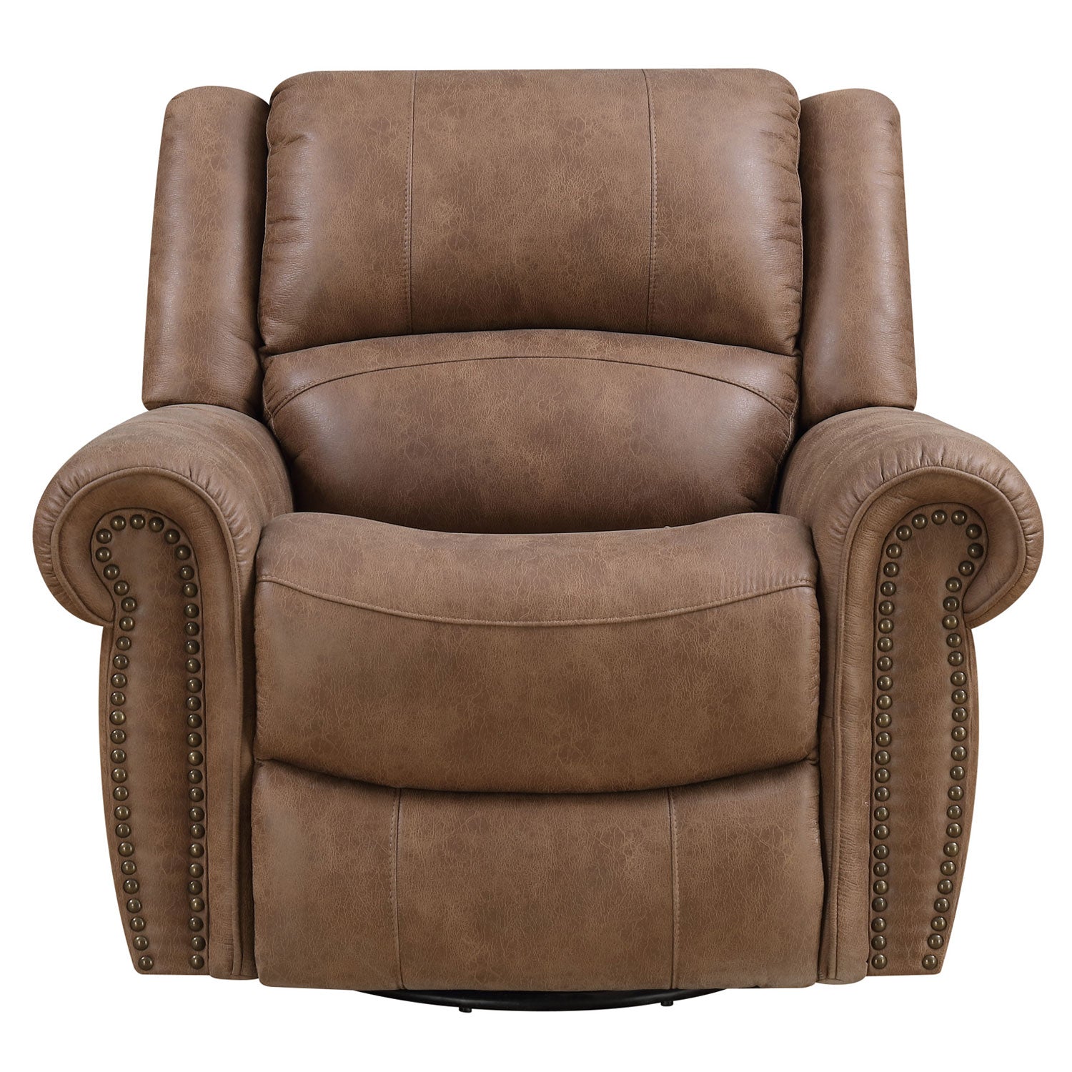 Emerald Home Spencer Faux Leather Swivel Glider Recliner Chair Brown (For Parts)