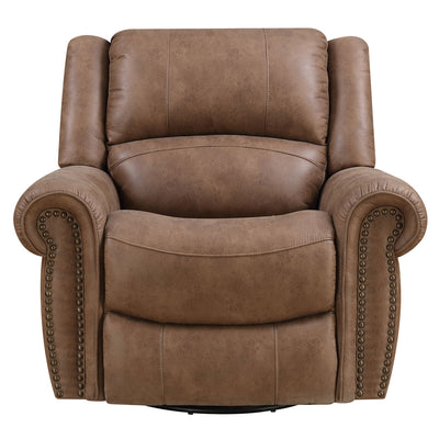 Emerald Home Spencer Faux Leather Swivel Glider Recliner Chair Brown (For Parts)