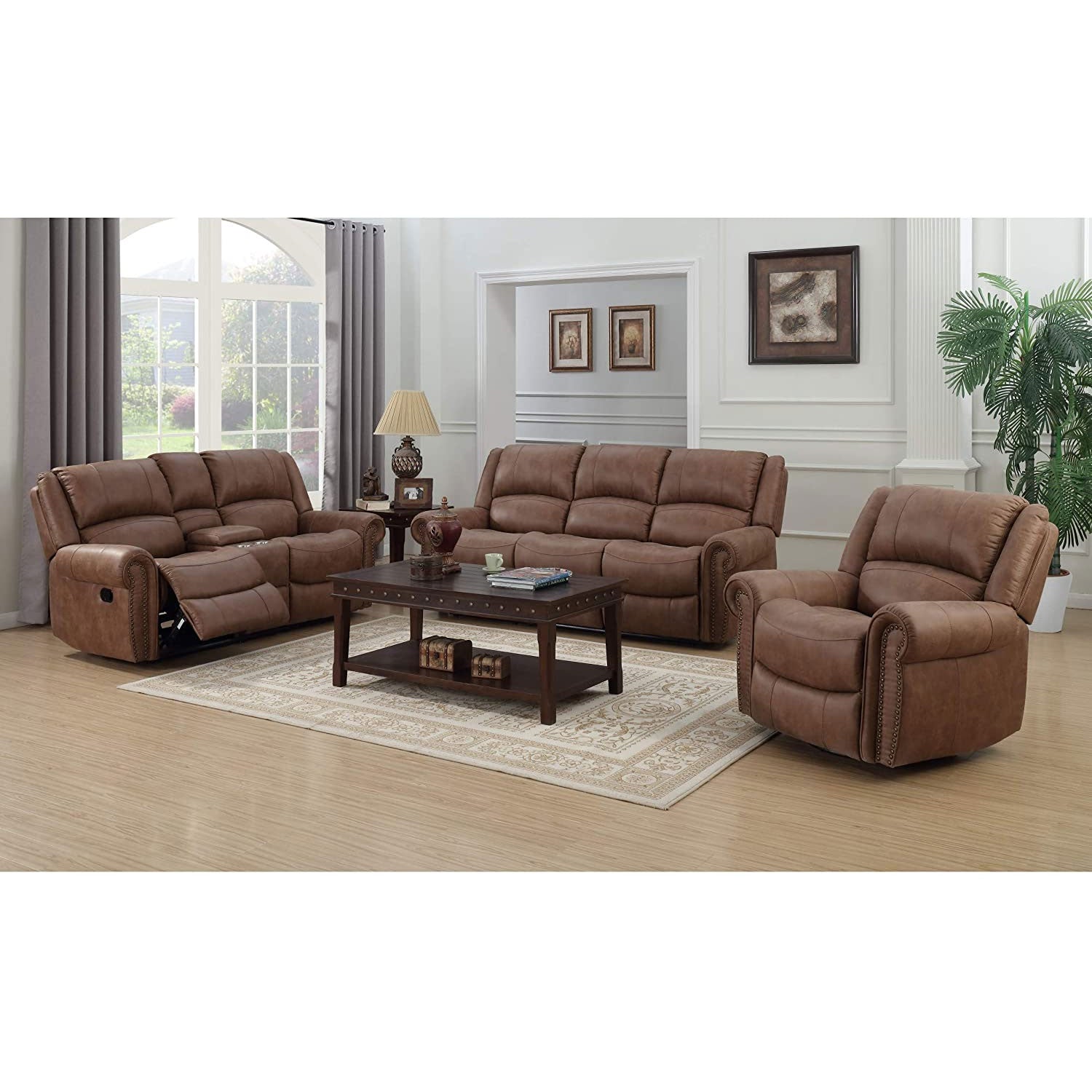 Emerald Home Spencer Faux Leather Swivel Glider Recliner Chair Brown (For Parts)